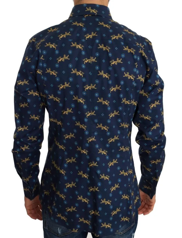 Blue Slim SICILIA Cotton Shirt