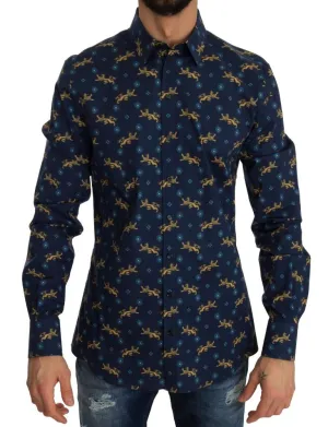 Blue Slim SICILIA Cotton Shirt