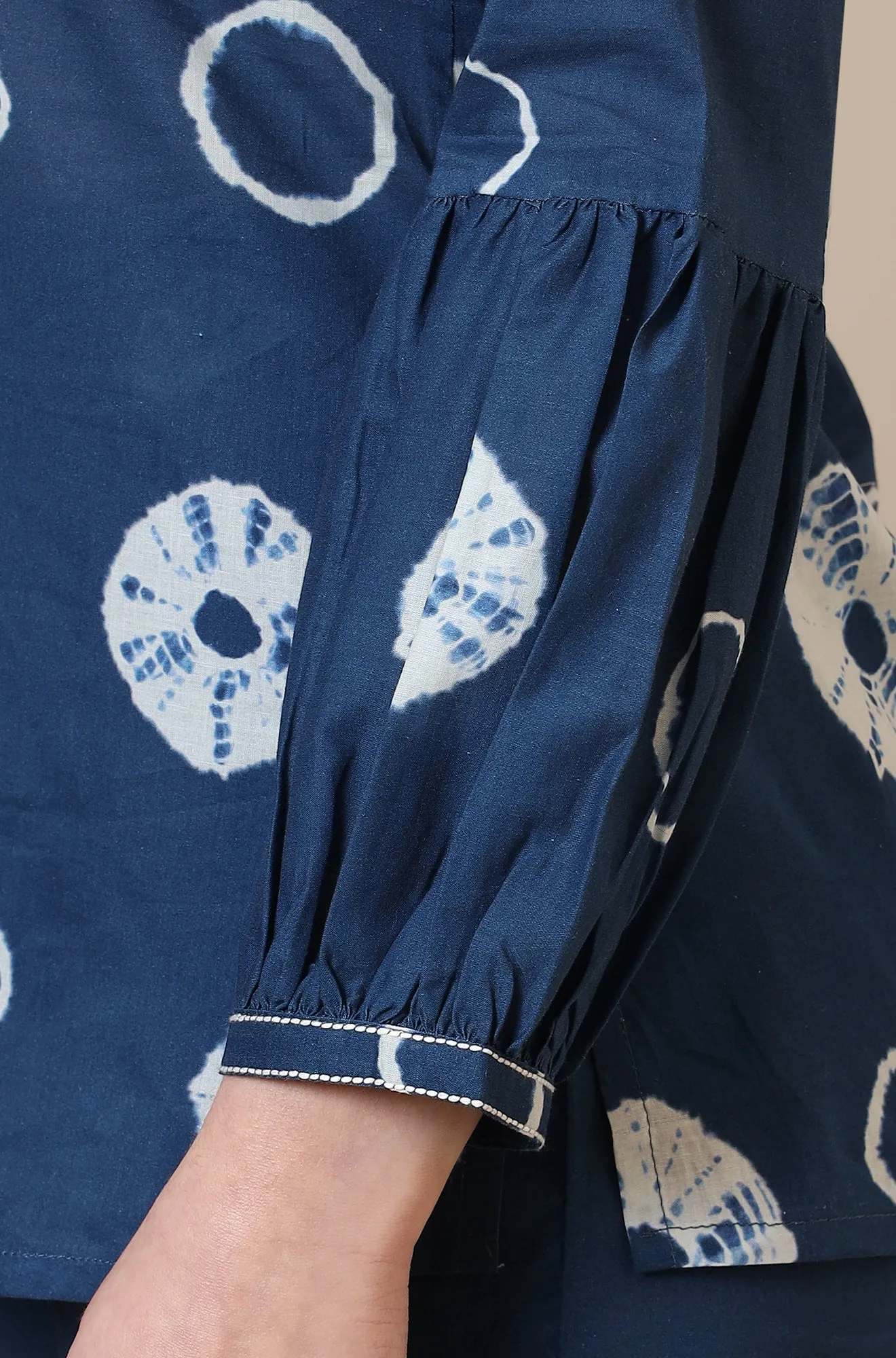 Blue Tie and Dye Shibori Pure Cotton Top and Pants Co-ord Set