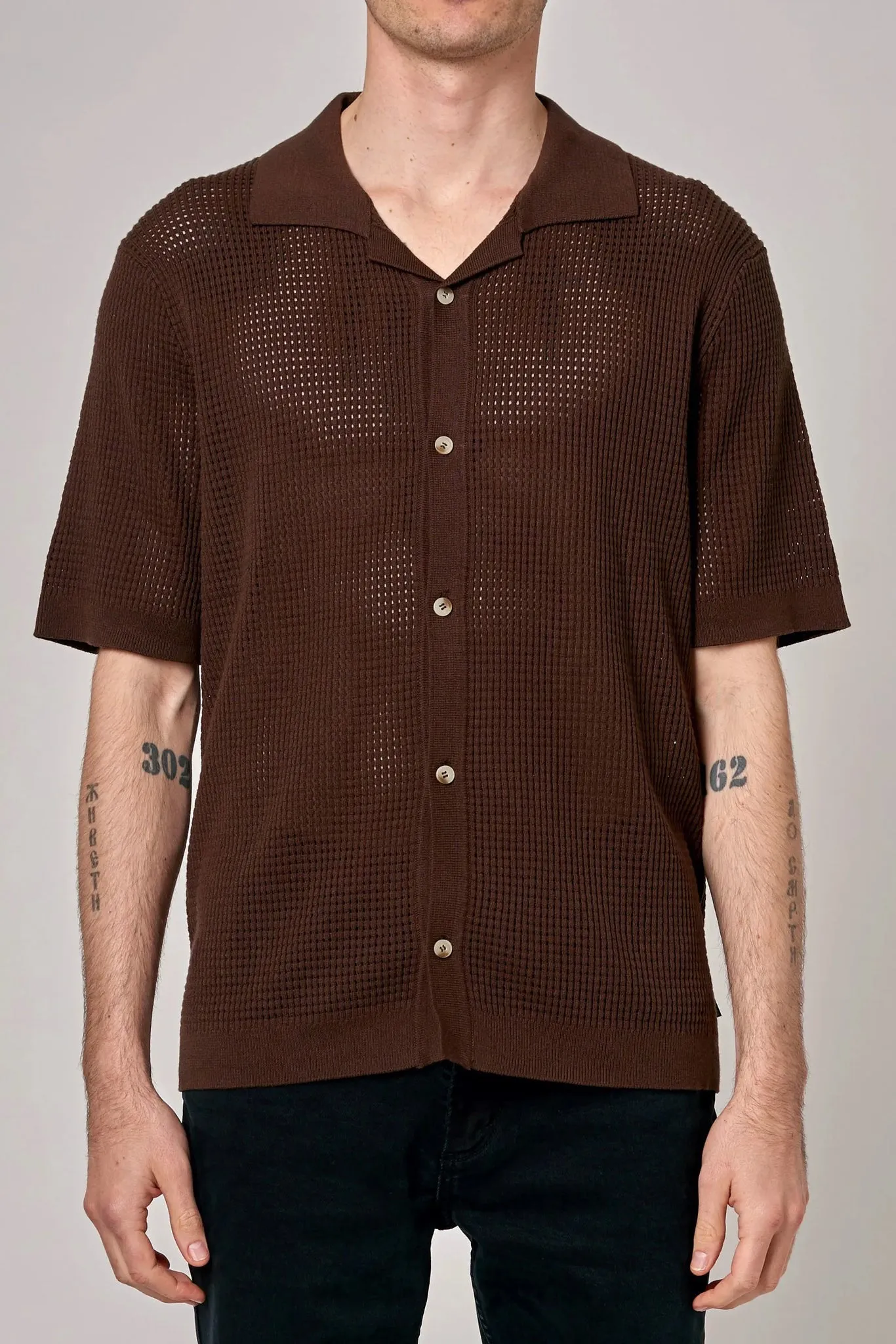 Bowler Grid Knit Brown