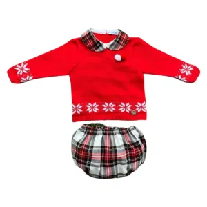Boys 2 Piece Red Checked Tartan short Set