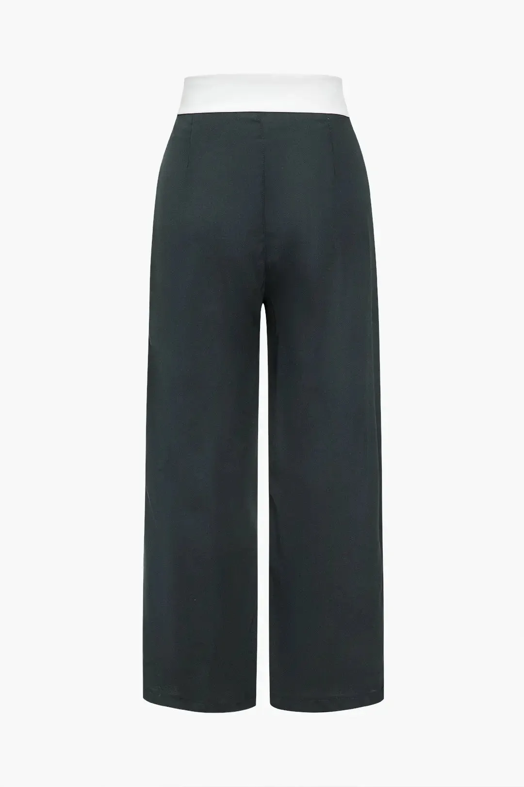 Camille - Contrast High Waist Woman's Wide Leg Pants