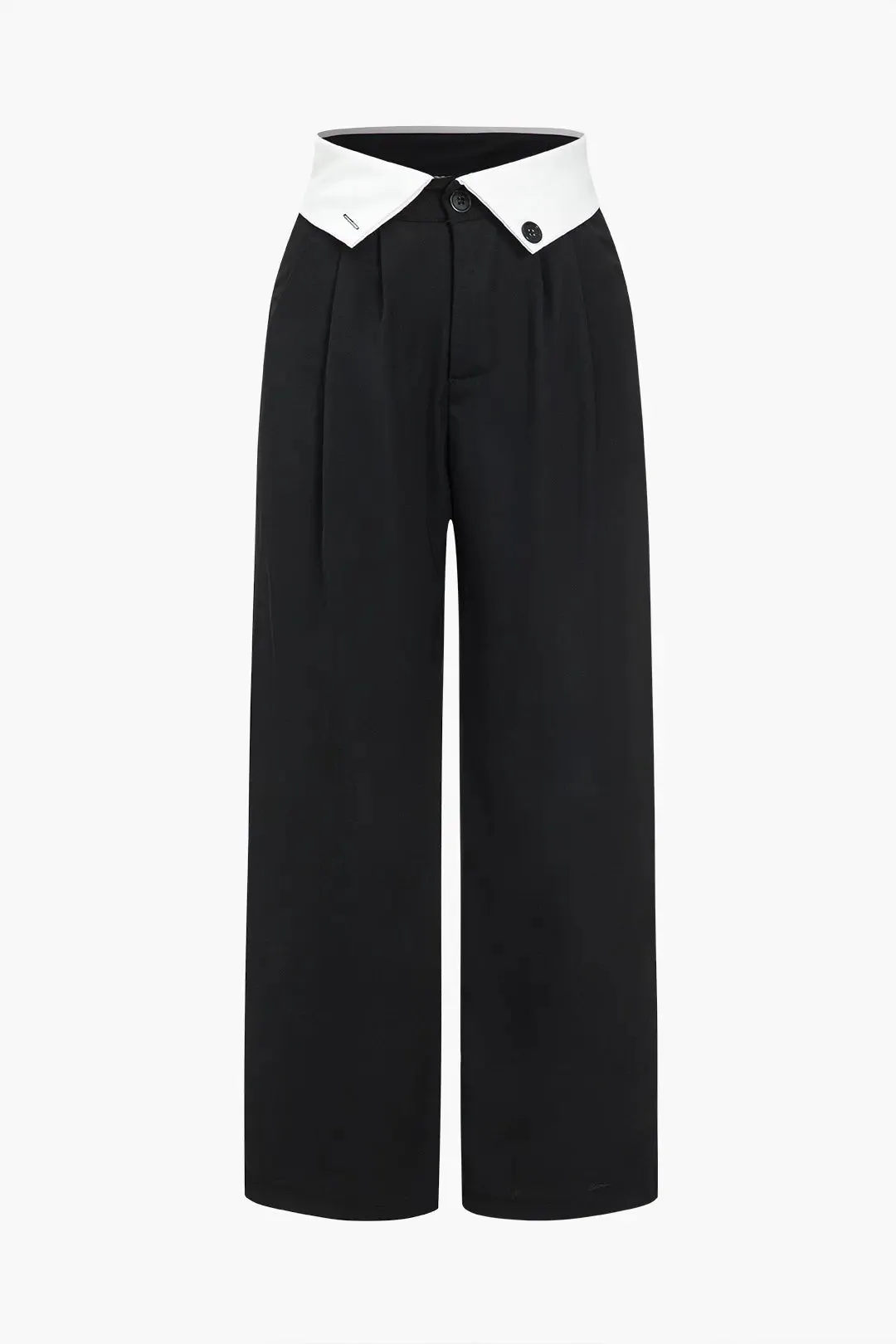 Camille - Contrast High Waist Woman's Wide Leg Pants