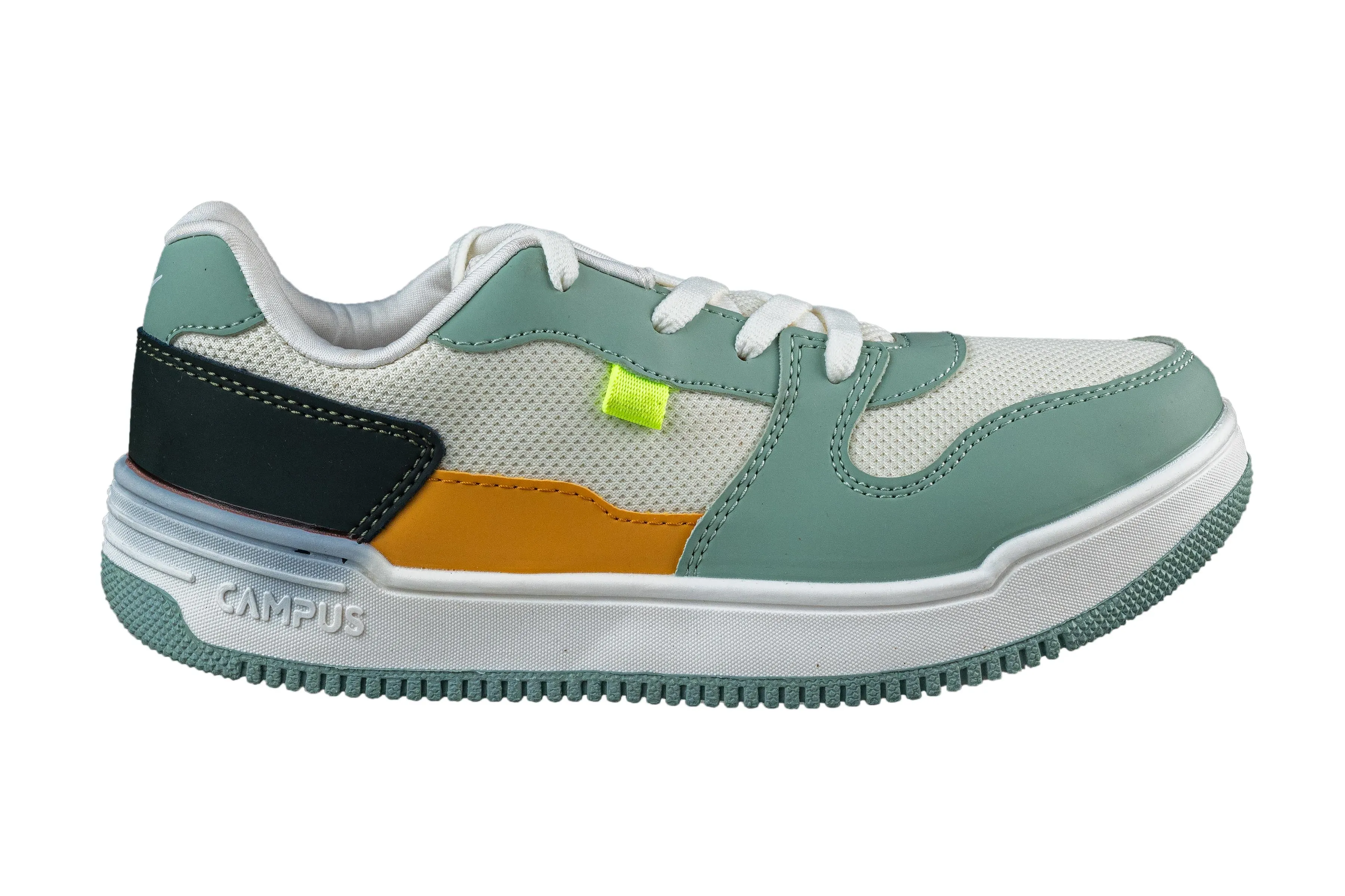 Campus Boys Off White / Pastel Green Sports Shoe