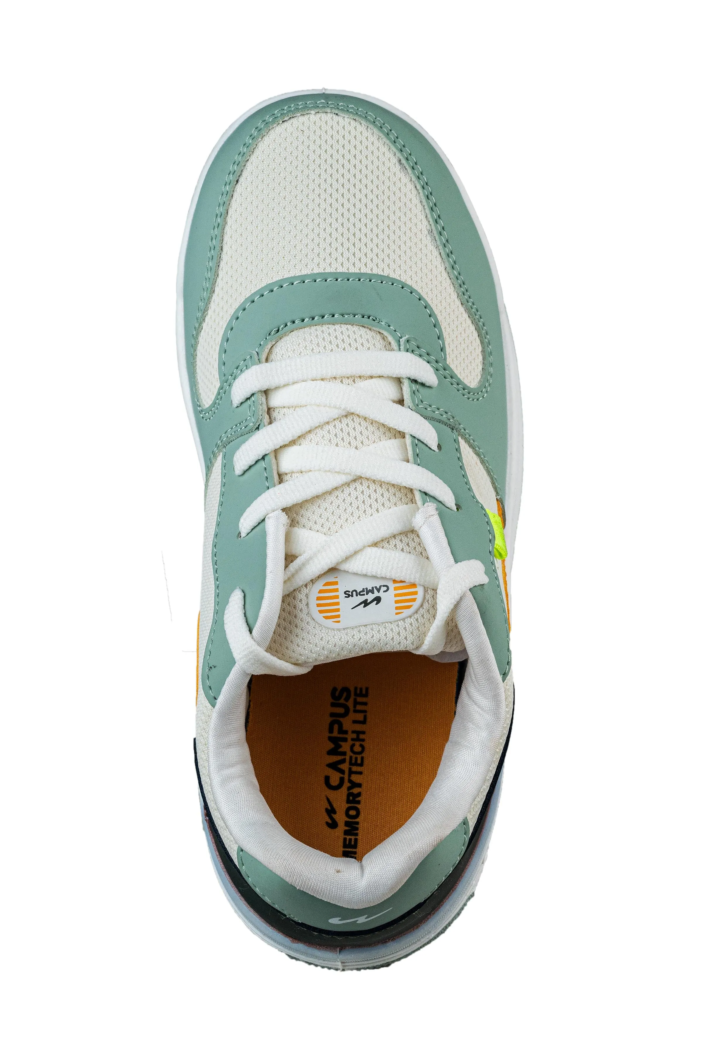 Campus Boys Off White / Pastel Green Sports Shoe