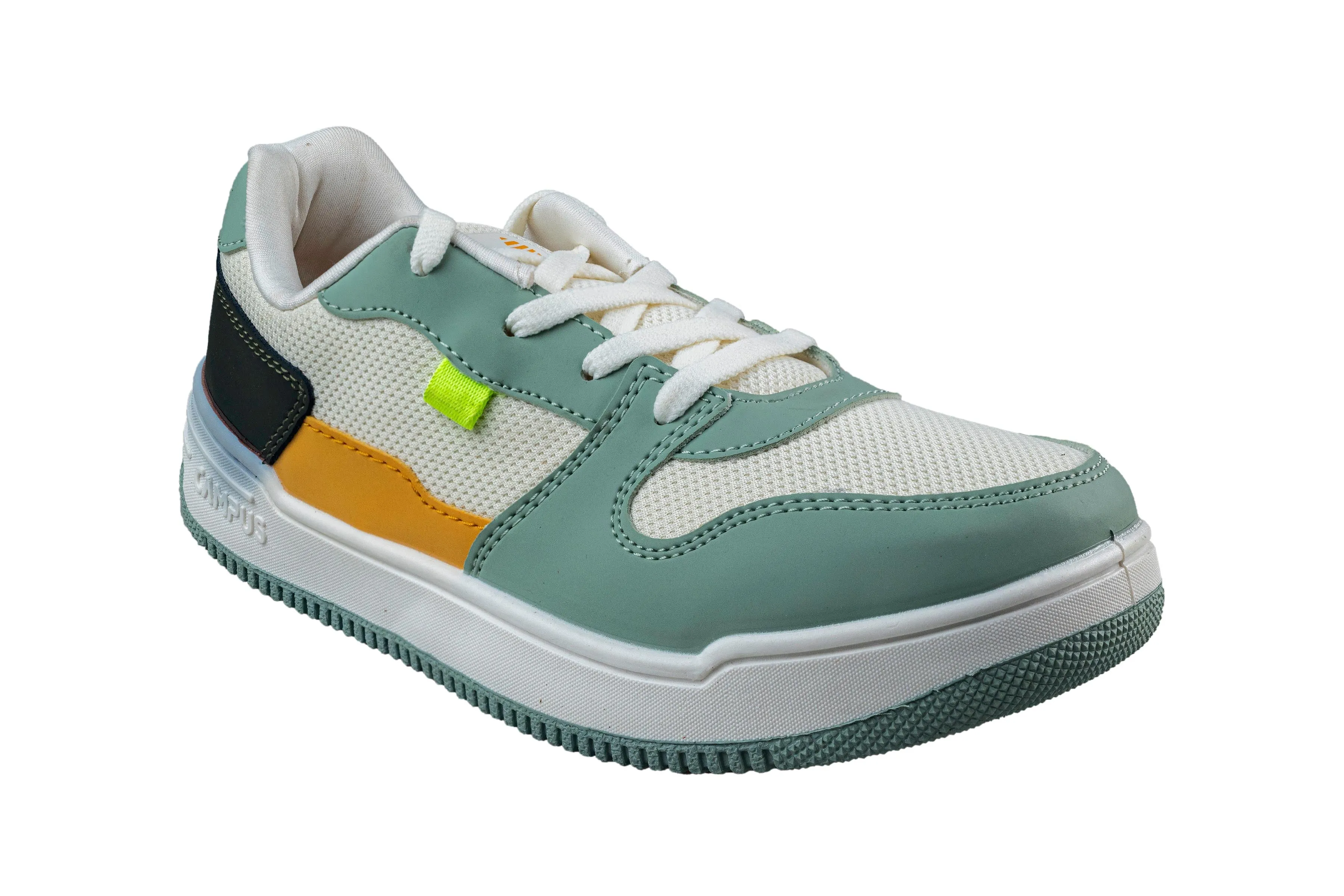 Campus Boys Off White / Pastel Green Sports Shoe