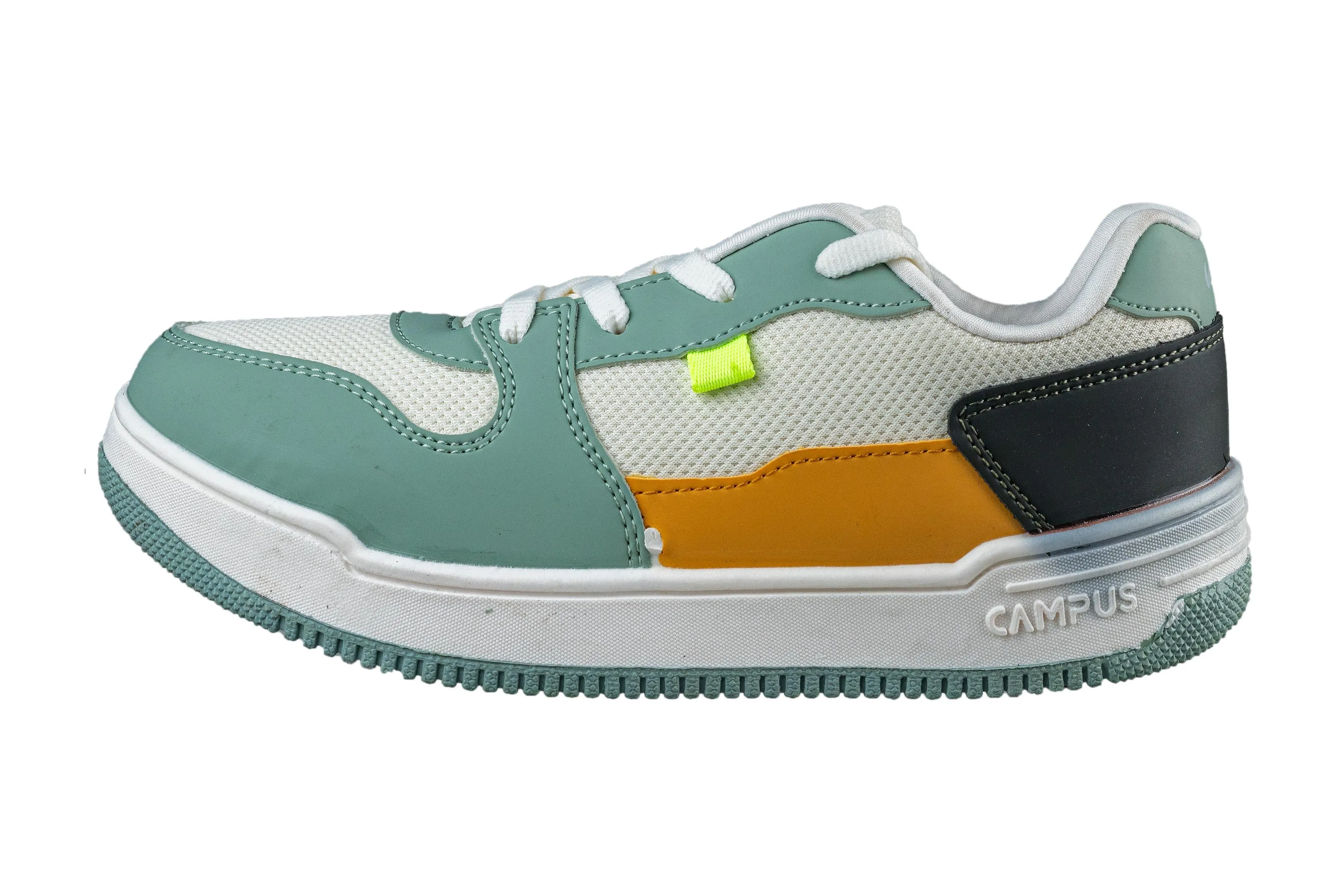 Campus Boys Off White / Pastel Green Sports Shoe