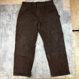 Carhartt Brown Cotton Duck Work Pants 38x30 Dungaree Fit Durable & Functional