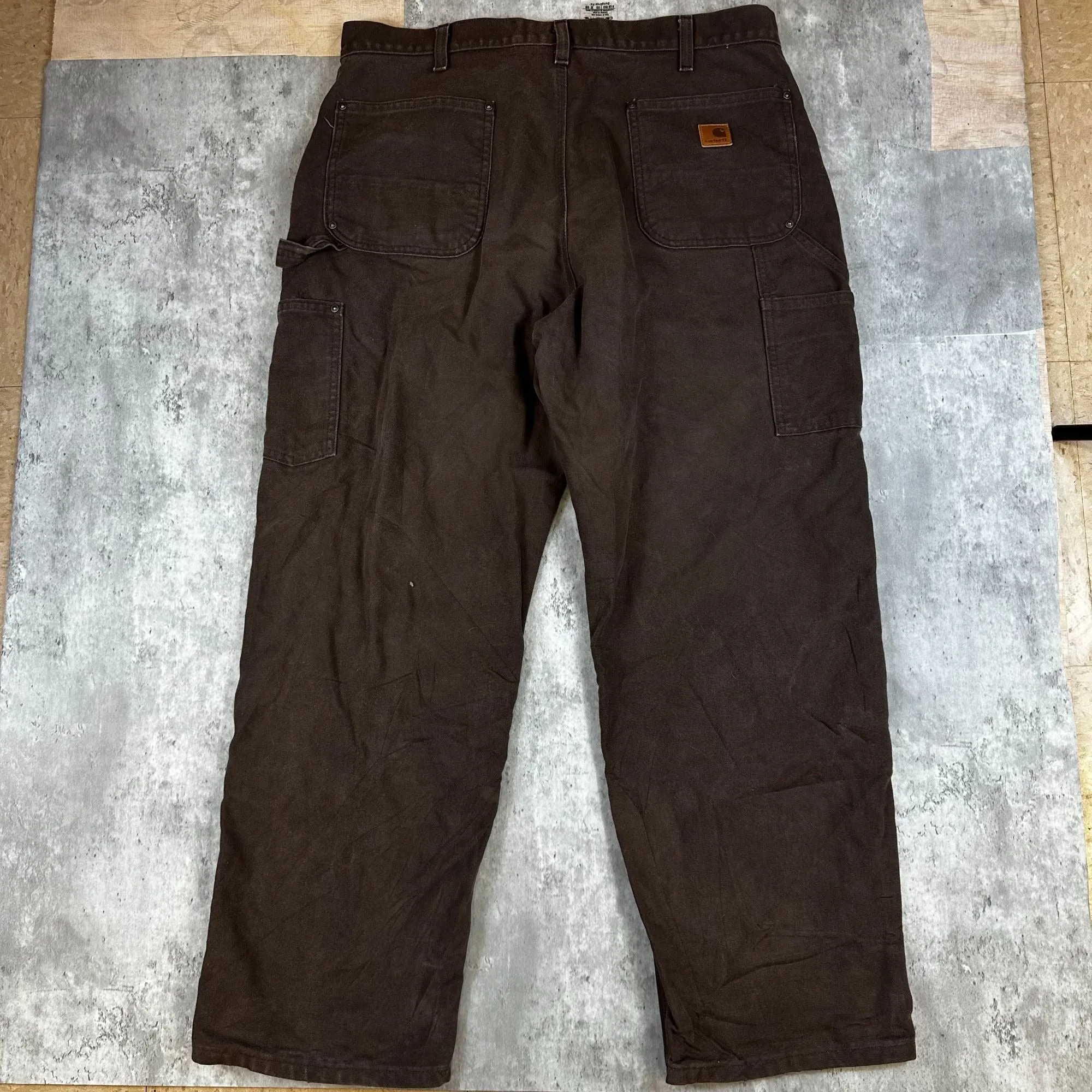 Carhartt Brown Cotton Duck Work Pants 38x30 Dungaree Fit Durable & Functional