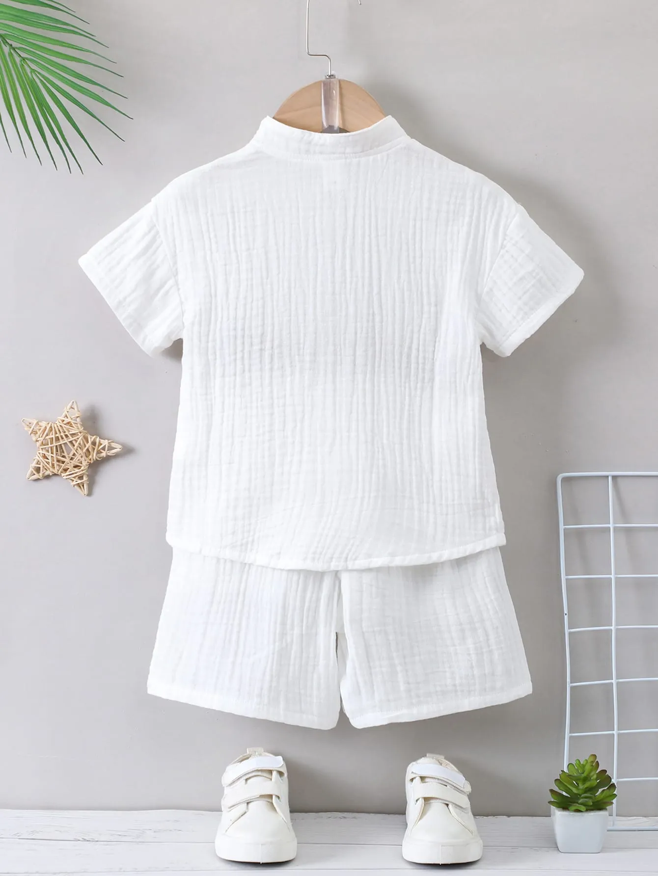 Casual short sets for men| Boy White Monochrome Vacation Casual Set
