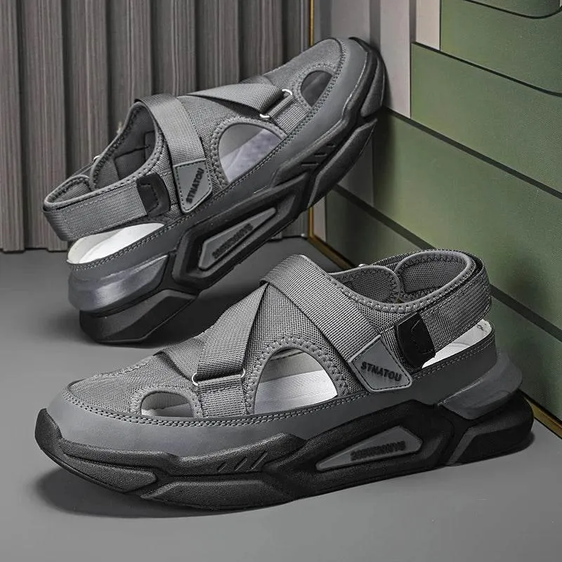 Casual Summer Leather Sandals - Non-Slip Outdoor Comfort