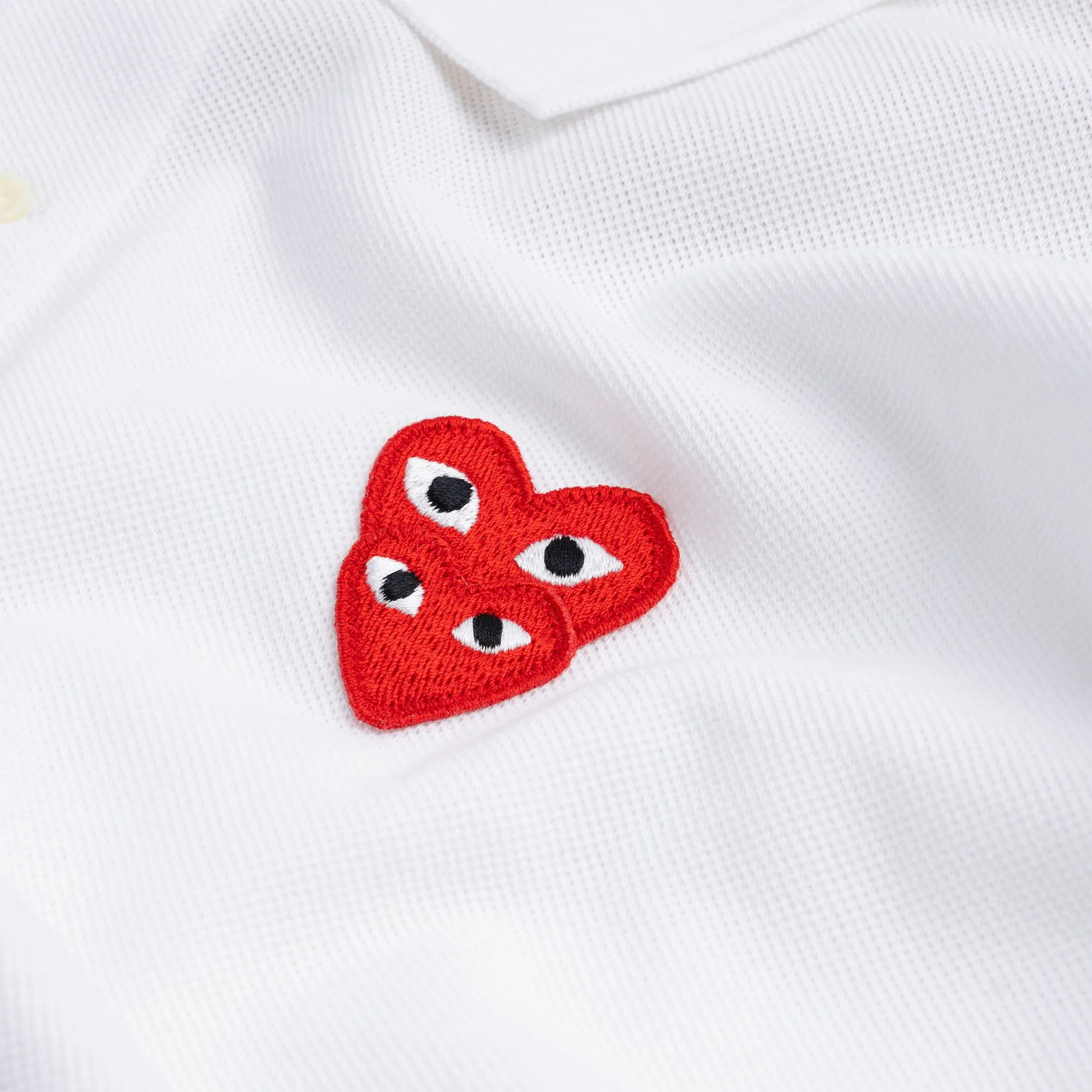 CDG PLAY Stacked Heart Polo AZ-T290-051-2 White