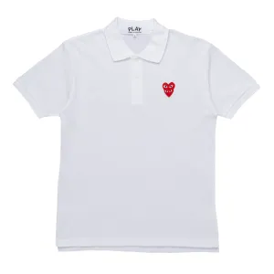 CDG PLAY Stacked Heart Polo AZ-T290-051-2 White