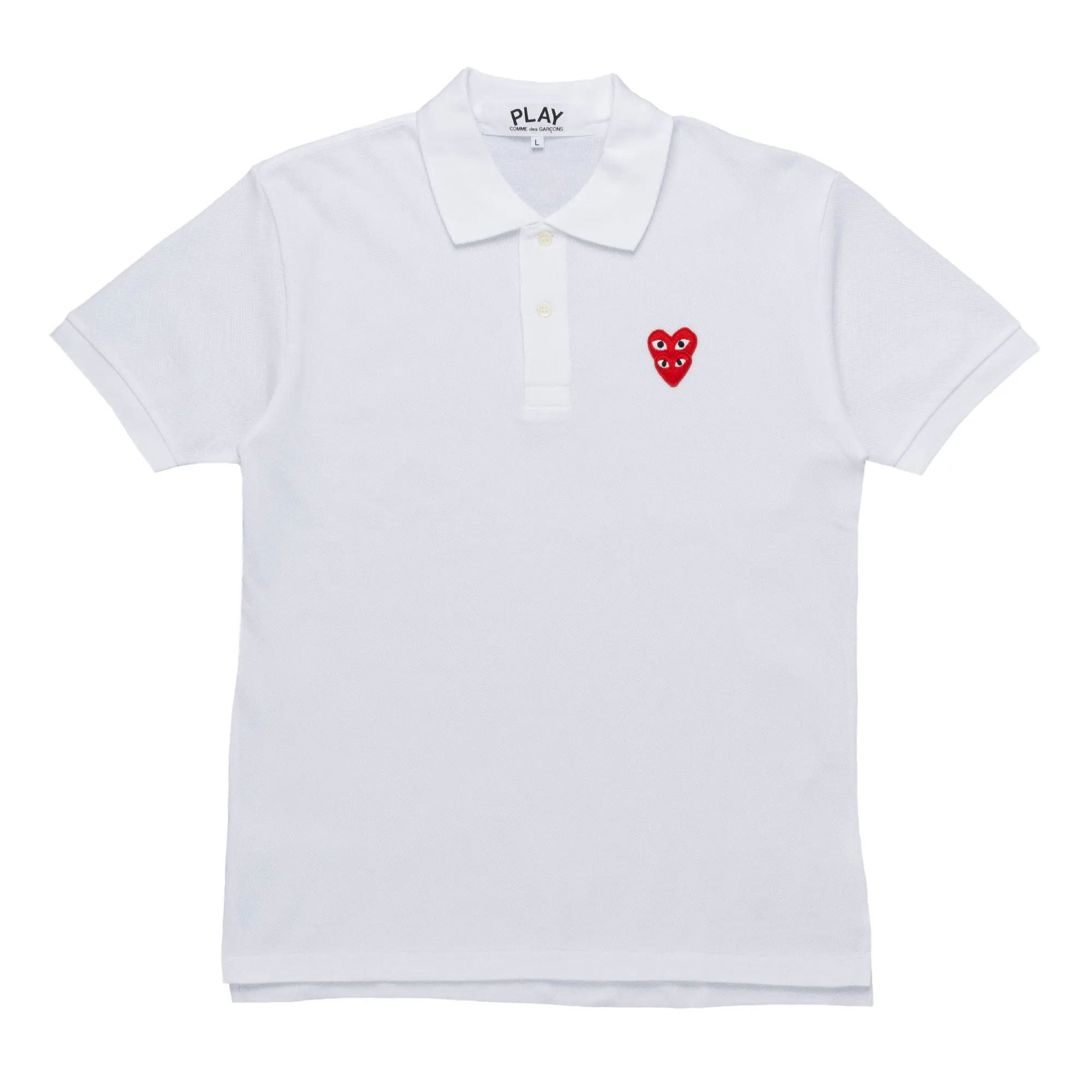 CDG PLAY Stacked Heart Polo AZ-T290-051-2 White