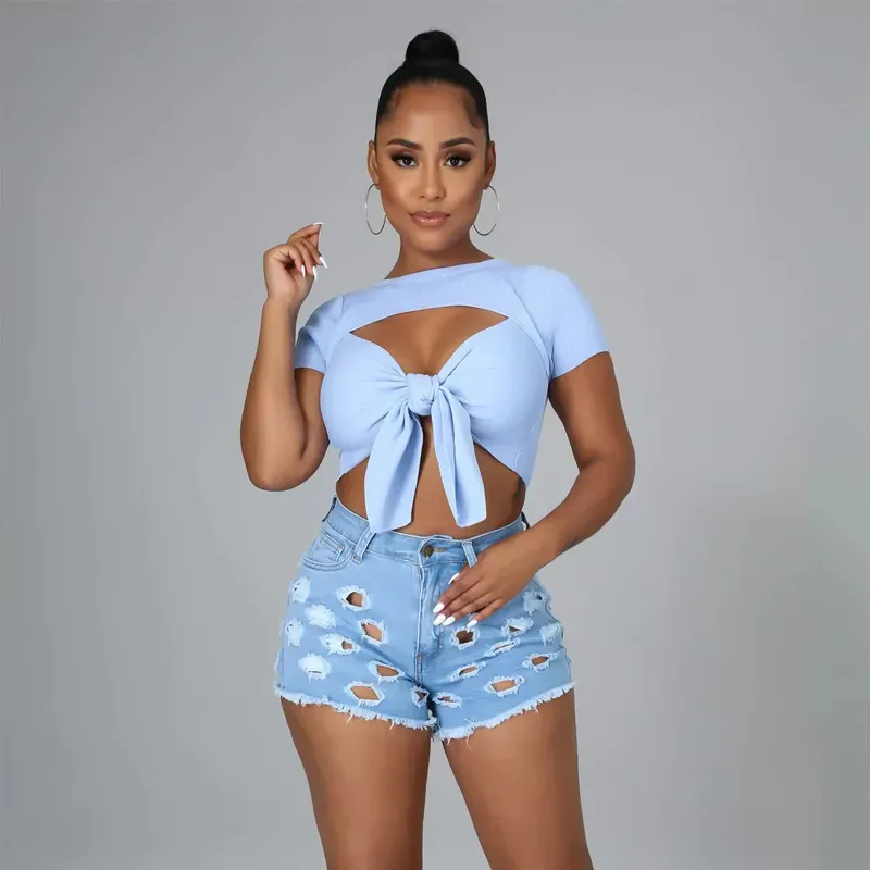 Chaos High-Waist Distressed Cutout Denim Shorts