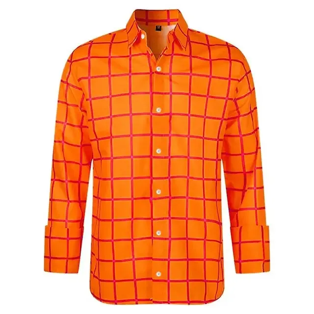 CheckeredMeister Herren 3D Druck Langarmhemd für Freizeit und Urlaub
