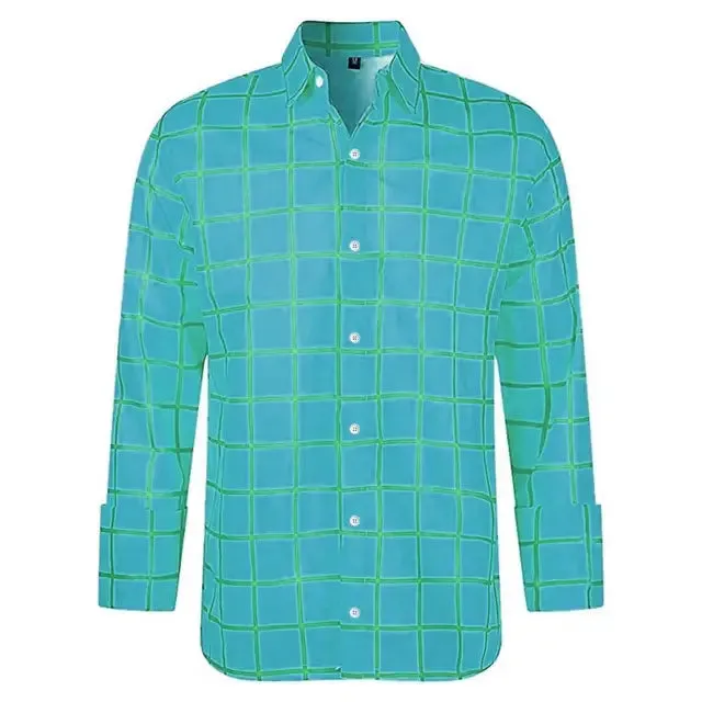 CheckeredMeister Herren 3D Druck Langarmhemd für Freizeit und Urlaub
