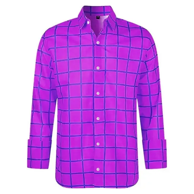 CheckeredMeister Herren 3D Druck Langarmhemd für Freizeit und Urlaub