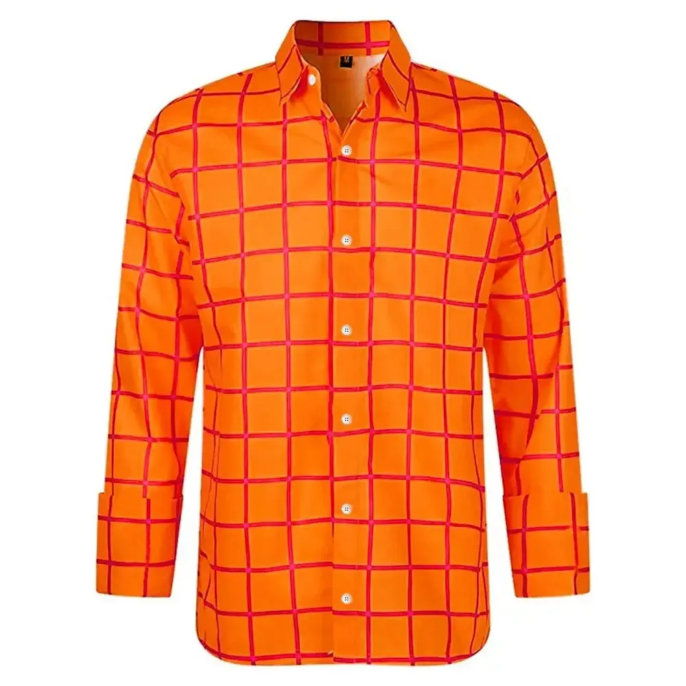 CheckeredMeister Herren 3D Druck Langarmhemd für Freizeit und Urlaub
