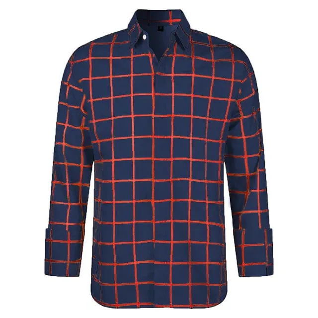 CheckeredMeister Herren 3D Druck Langarmhemd für Freizeit und Urlaub