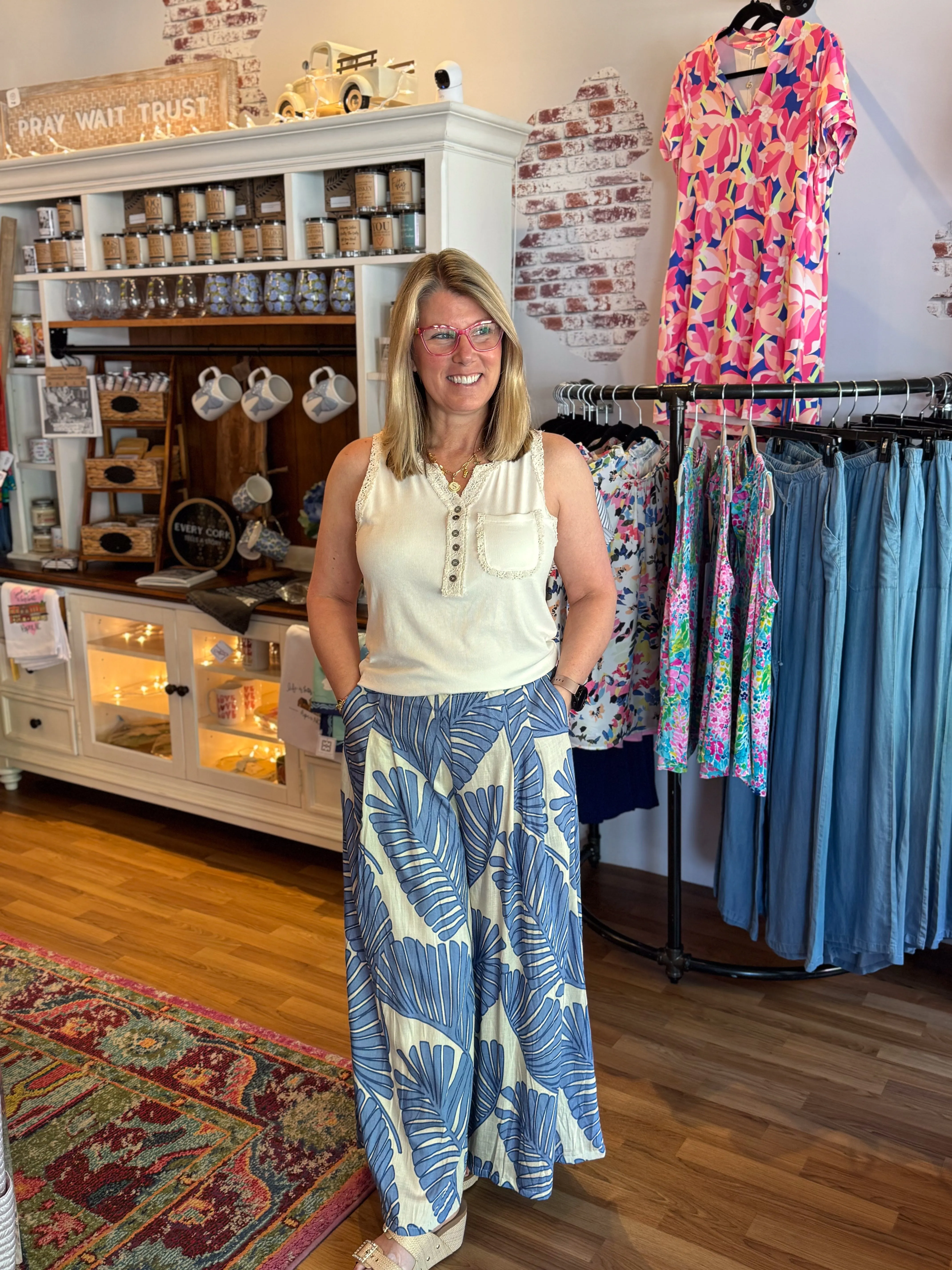 Christina Printed Wide Pull On Pants
