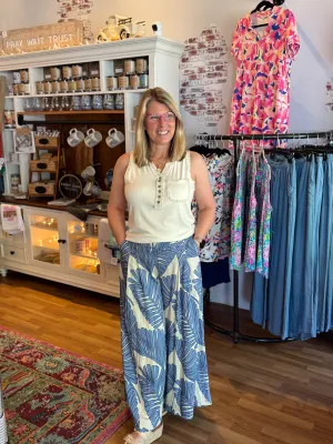 Christina Printed Wide Pull On Pants