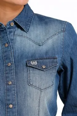Cinch Women's Denim Snap Front Western - Indigo