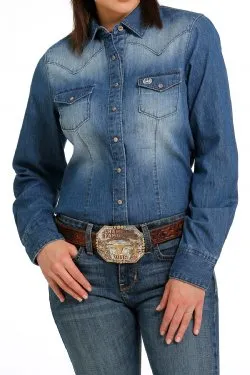 Cinch Women's Denim Snap Front Western - Indigo