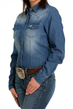 Cinch Women's Denim Snap Front Western - Indigo