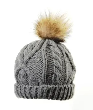 CL3-00002--Charcoal Toque Braided Knit w/Pom