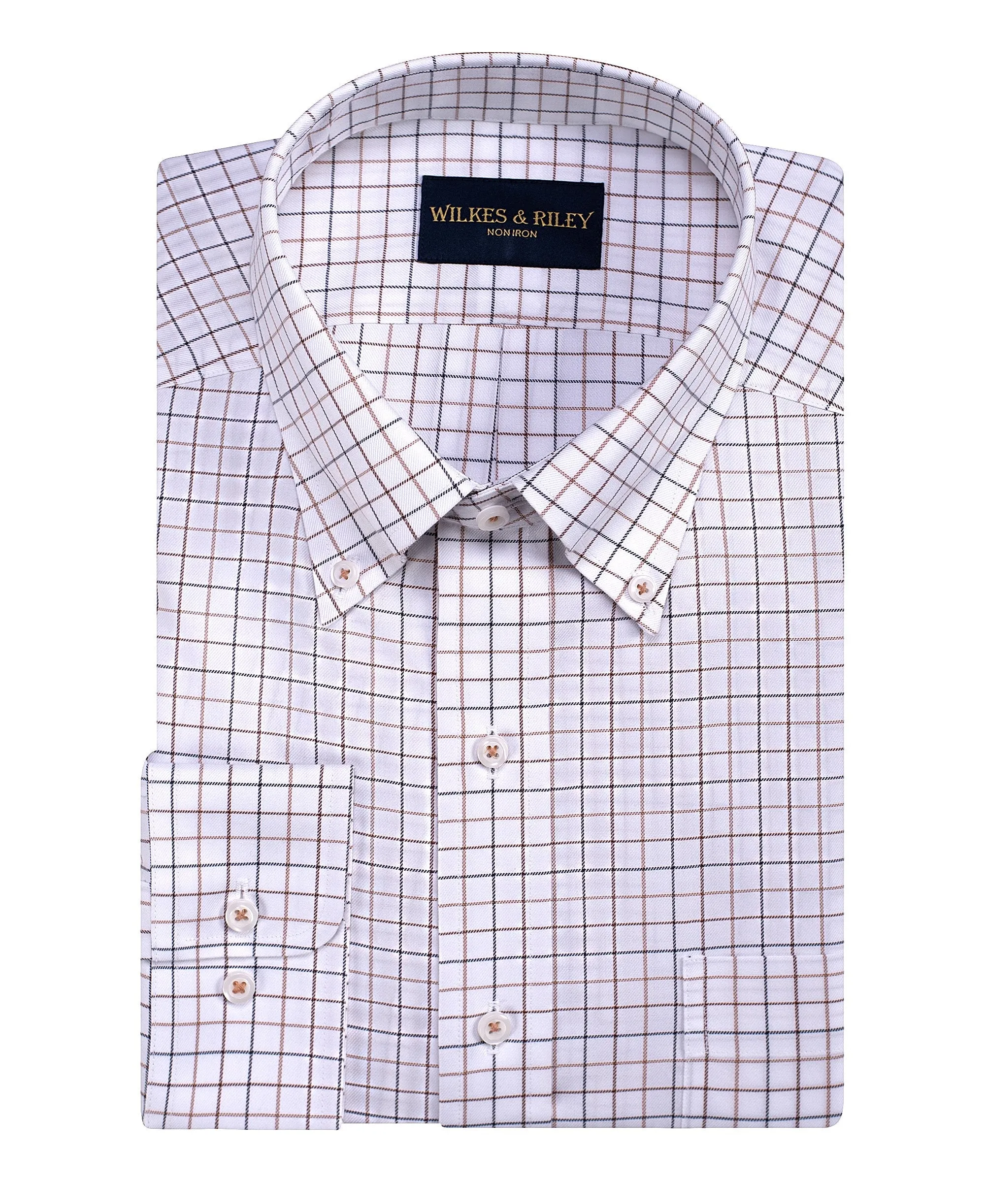 Classic Fit Pumpkin Twill Tattersall Button-Down Collar Non-Iron Sport Shirt