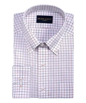 Classic Fit Pumpkin Twill Tattersall Button-Down Collar Non-Iron Sport Shirt