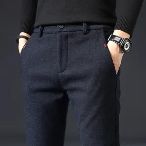 Classic Work Stretch Pants for Men: Cotton Business Slim Fit Trousers in Grey and Black