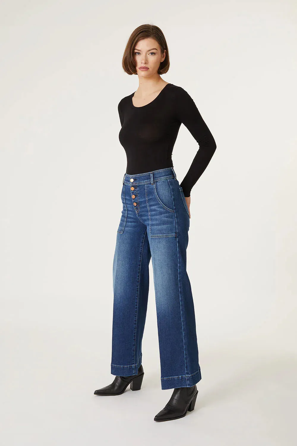 Claudia Flare Jean in Brit Blue