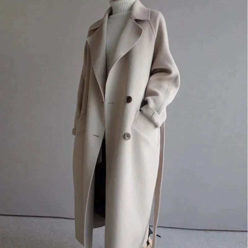 Coat Bella™ | Women's Oversized Coat | Belted Design, Narrow Collar, Warm & Stylish Outerwear