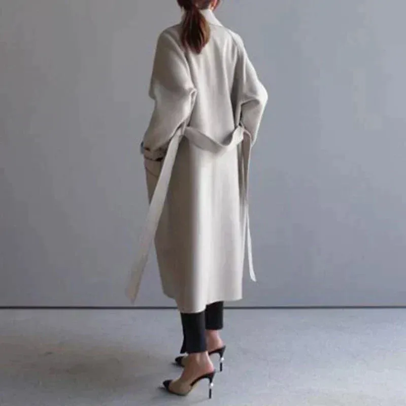 Coat Bella™ | Women's Oversized Coat | Belted Design, Narrow Collar, Warm & Stylish Outerwear