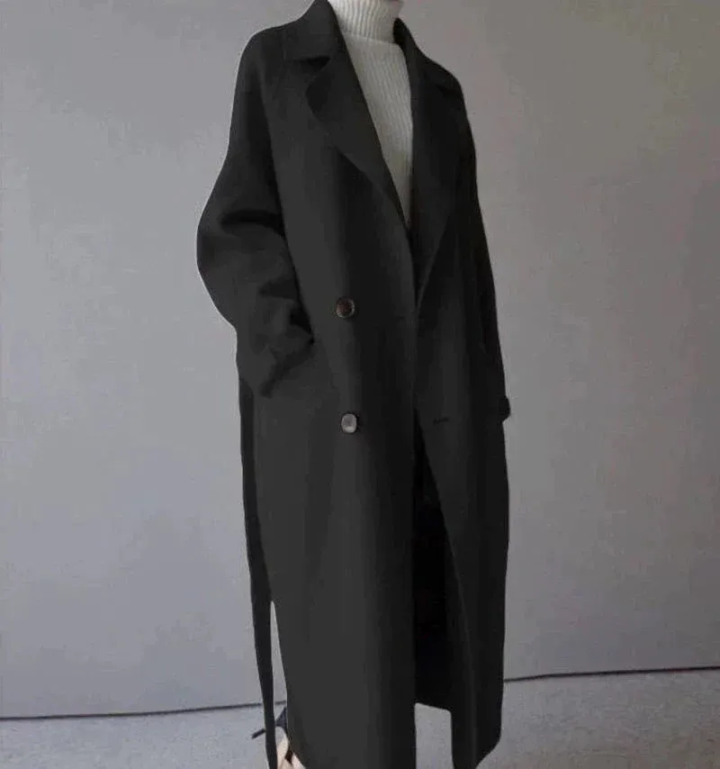 Coat Bella™ | Women's Oversized Coat | Belted Design, Narrow Collar, Warm & Stylish Outerwear