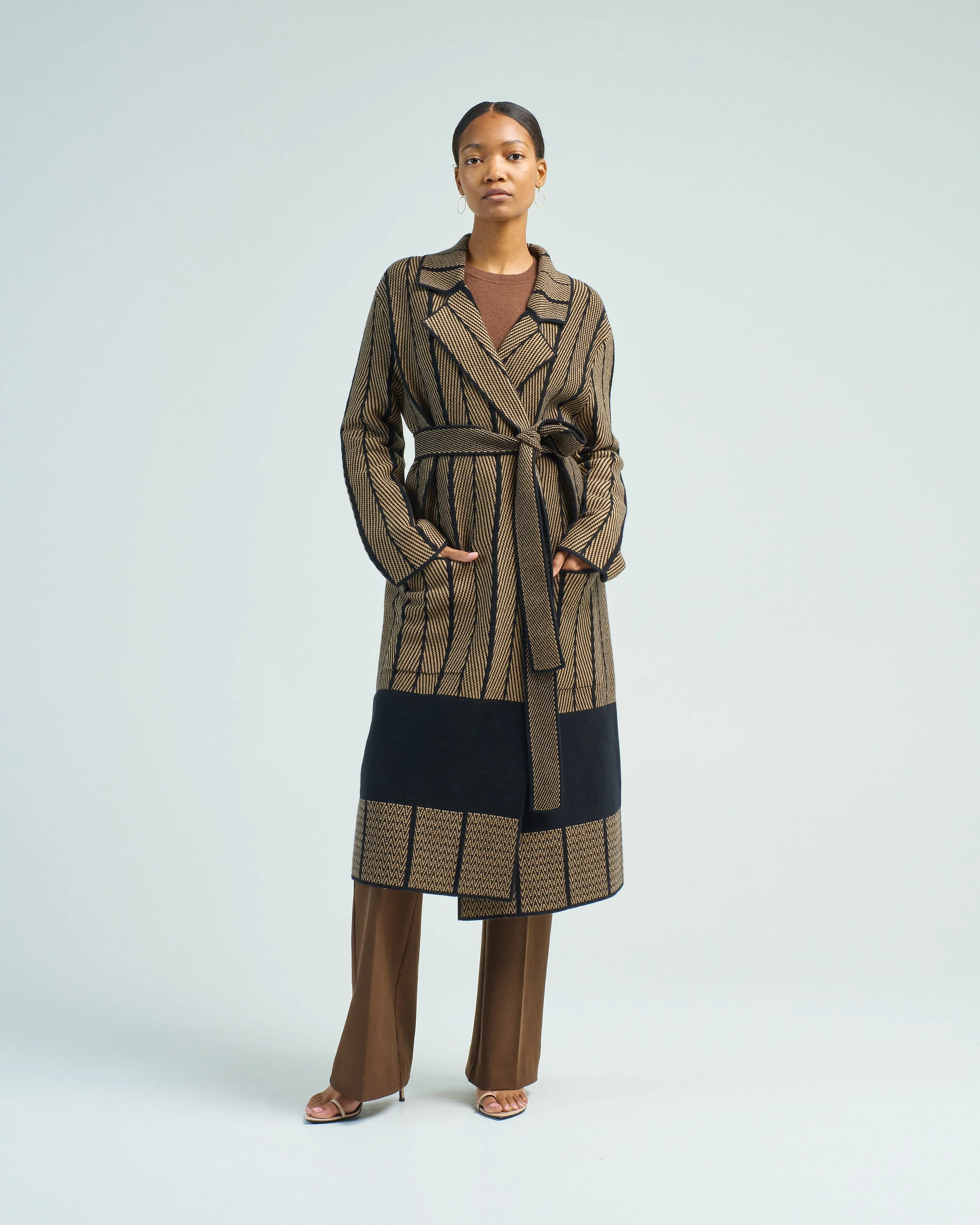 coat chevron jacquard