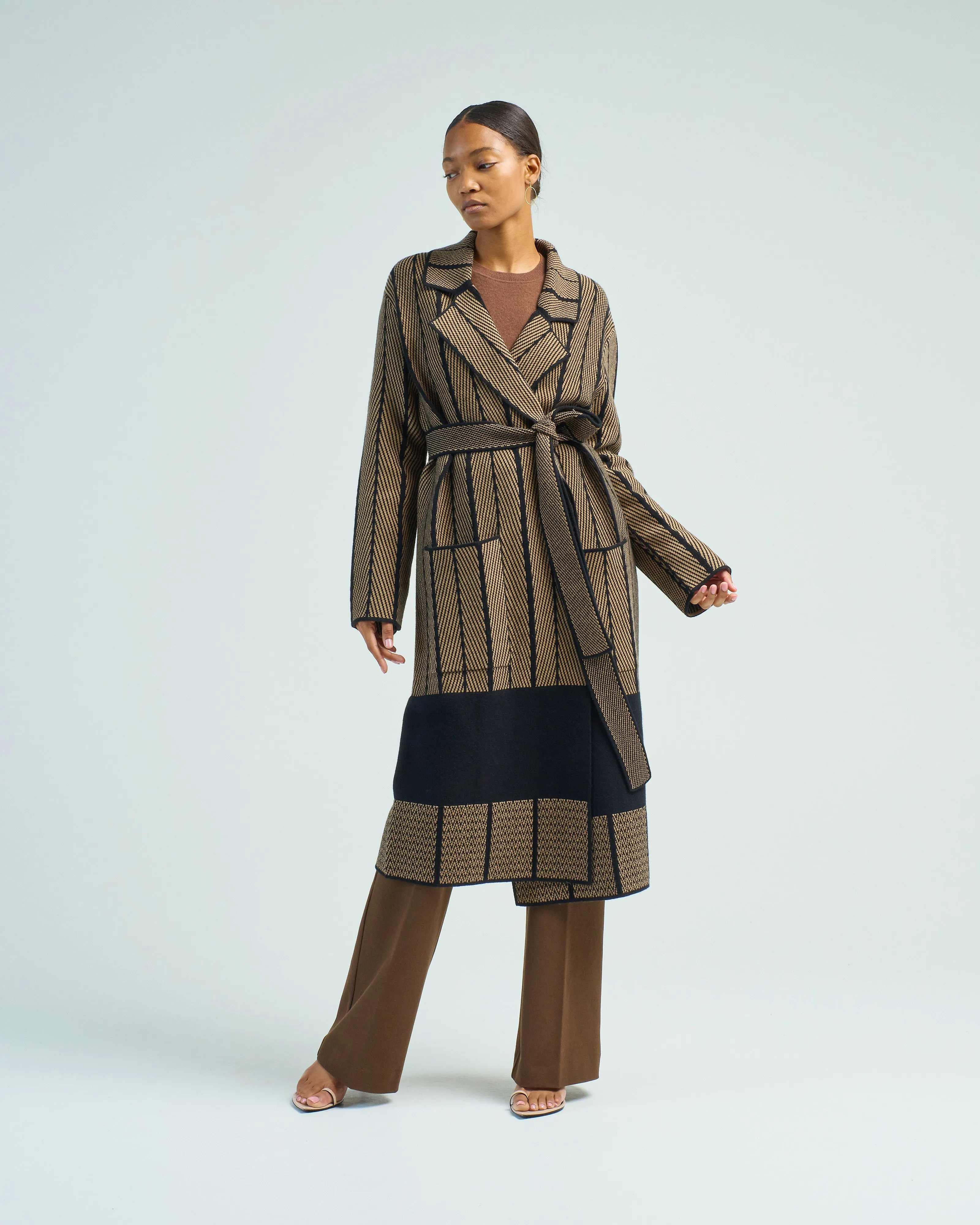 coat chevron jacquard