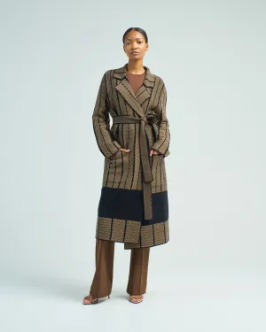 coat chevron jacquard
