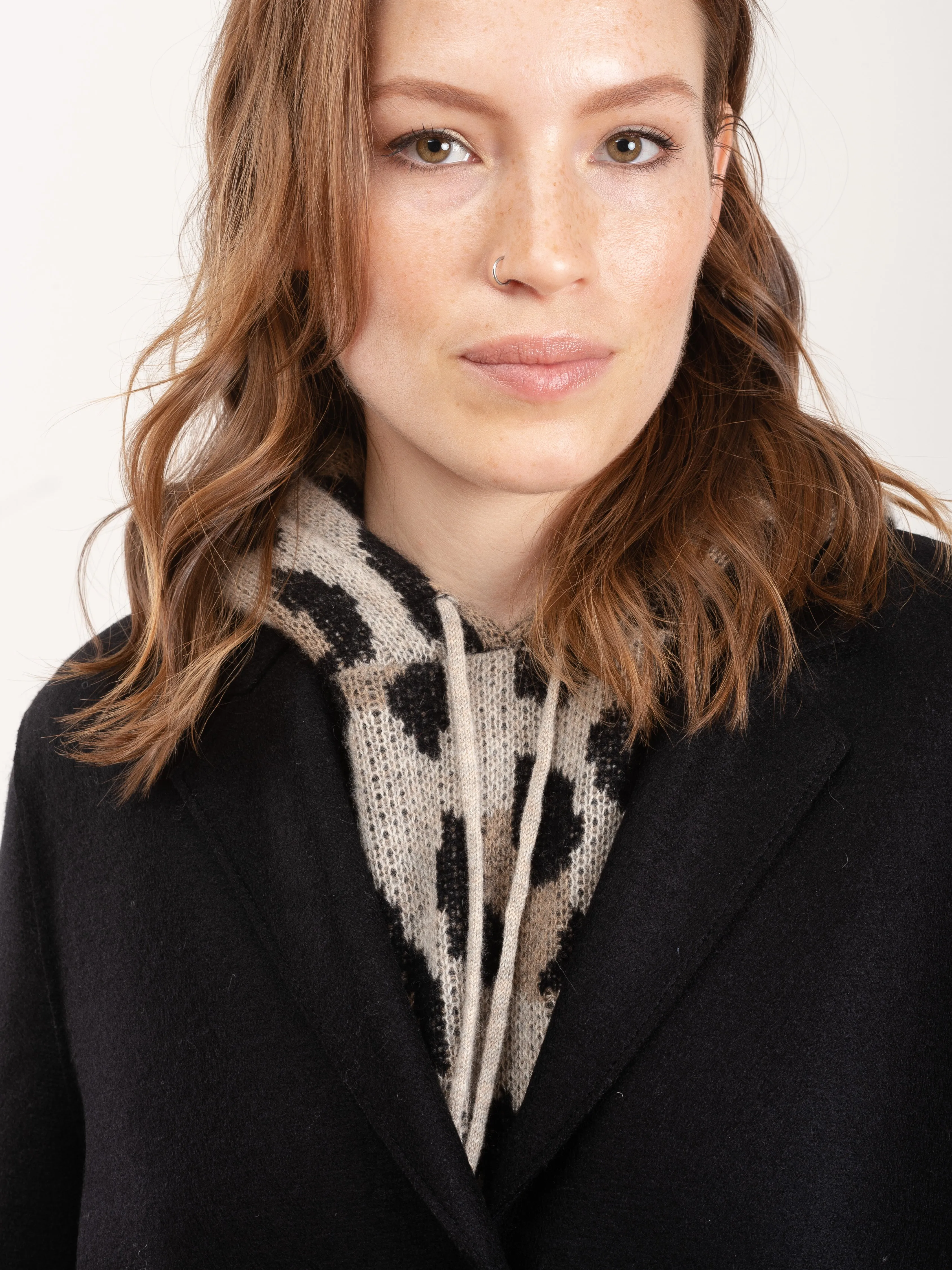 cocoon coat pressed wool - black