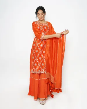 Coral Paradise Gota Work Chanderi Suit Set