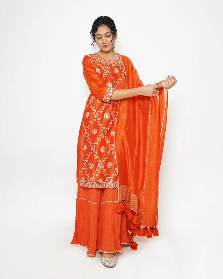 Coral Paradise Gota Work Chanderi Suit Set