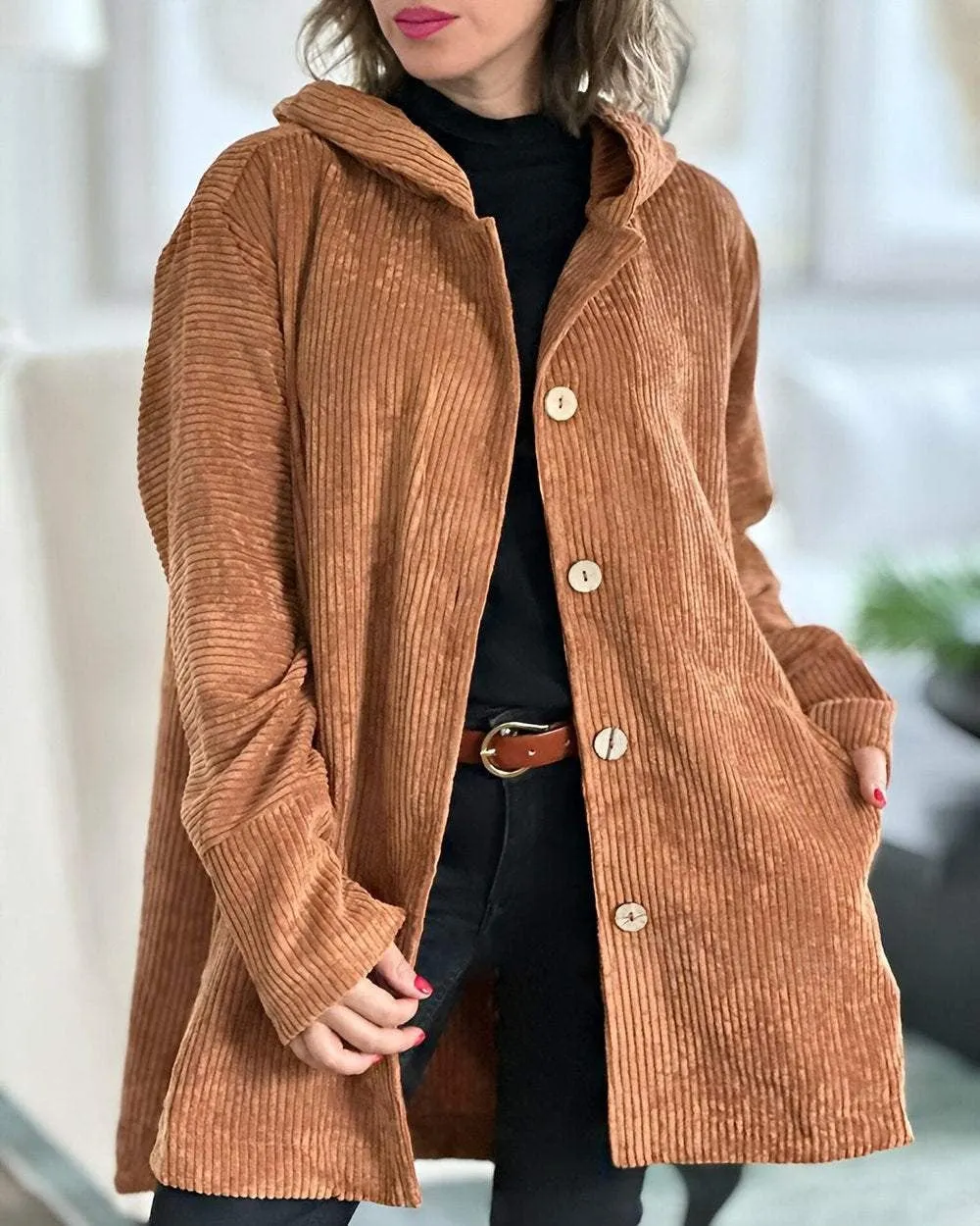 Corduroy Casual Hooded Jacket(Free Shipping)