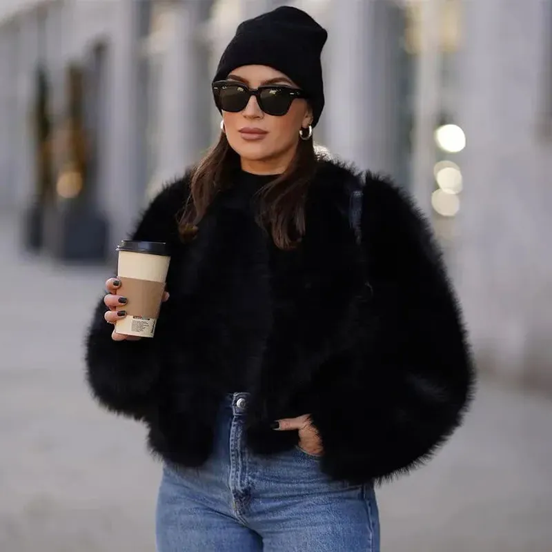 Cropped Faux Fur Coat