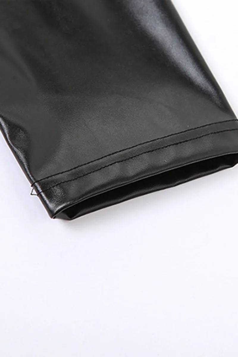 CS3484 Vegan Leather Shrug Top