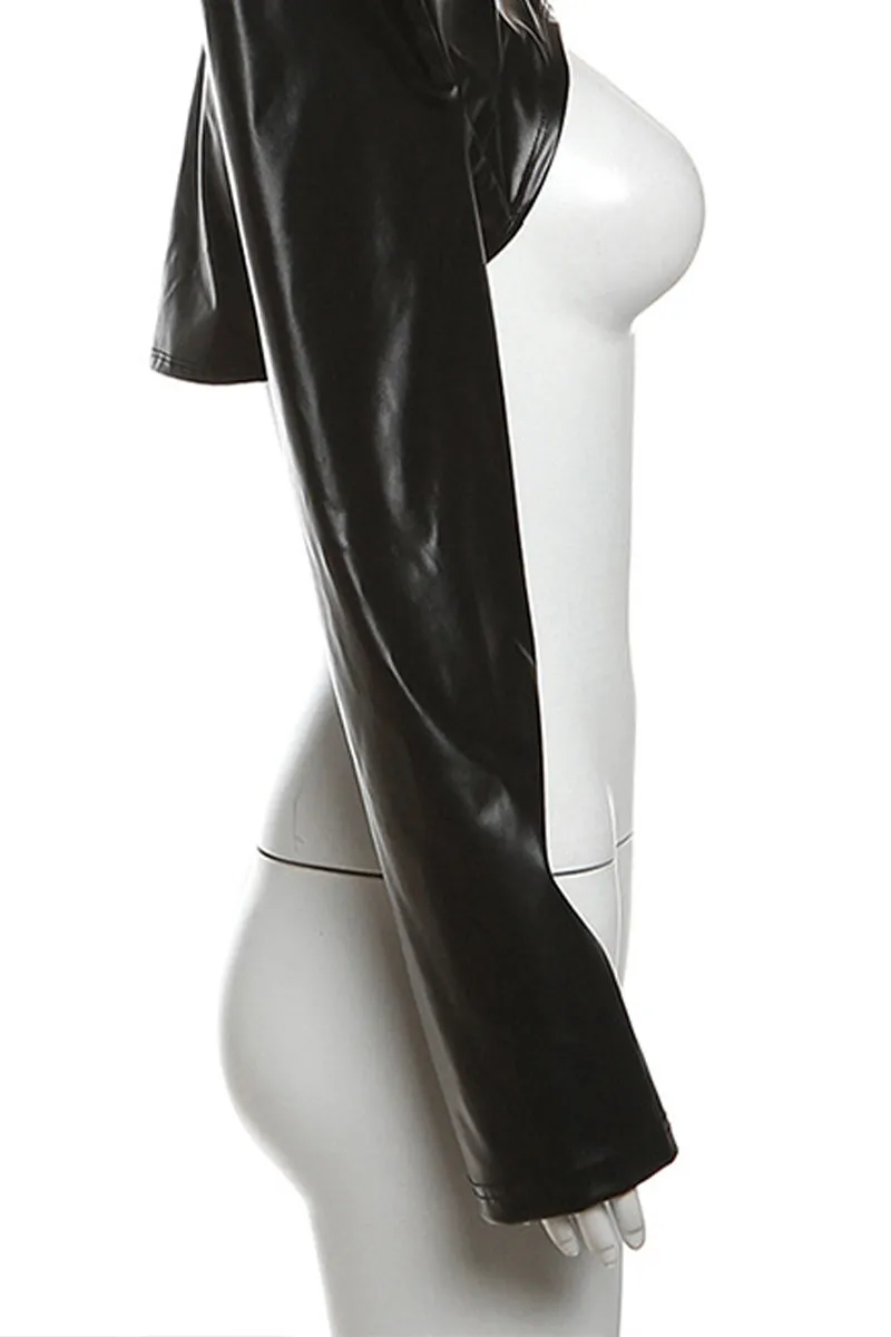CS3484 Vegan Leather Shrug Top