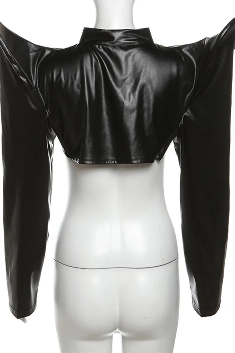 CS3484 Vegan Leather Shrug Top