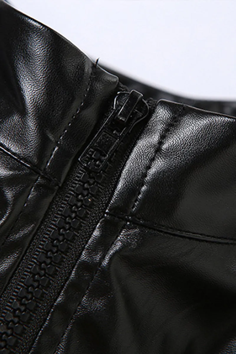 CS3484 Vegan Leather Shrug Top