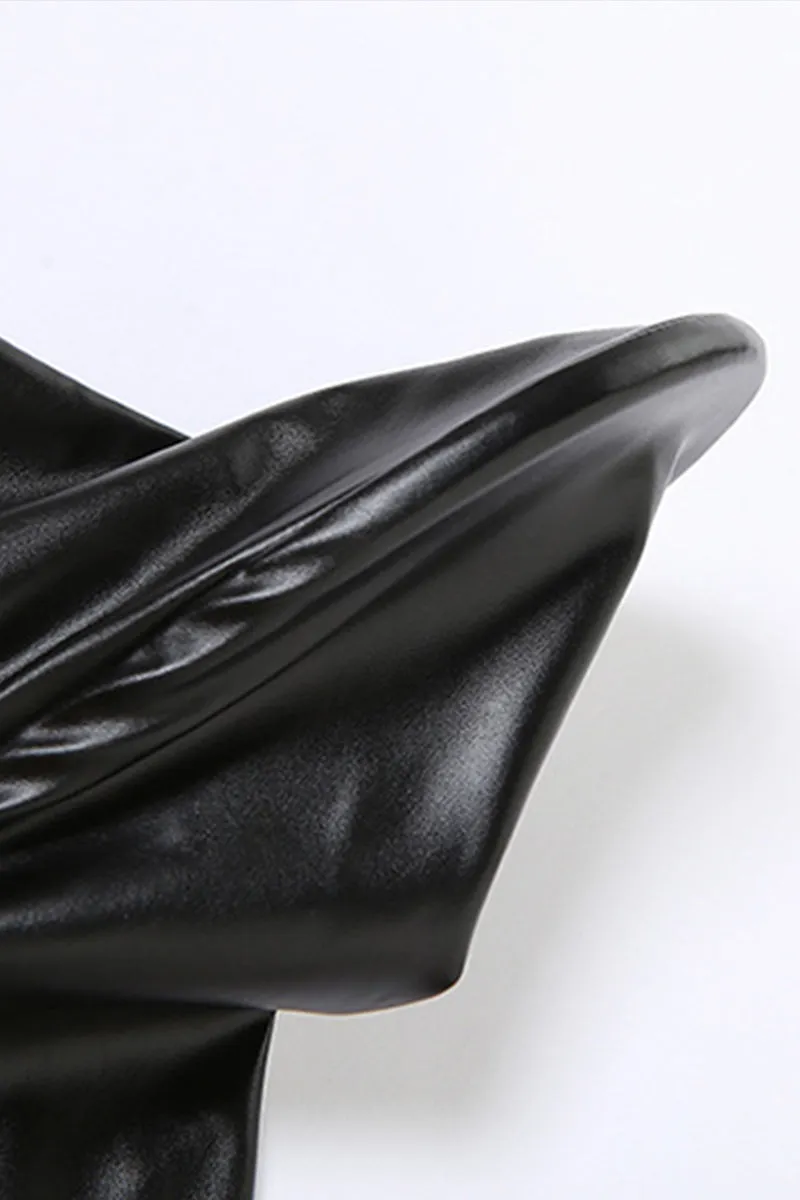 CS3484 Vegan Leather Shrug Top
